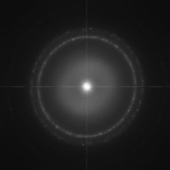 An image showing the full frame transfer (FFT) of a nominally magnified image at 200,000x magnification.