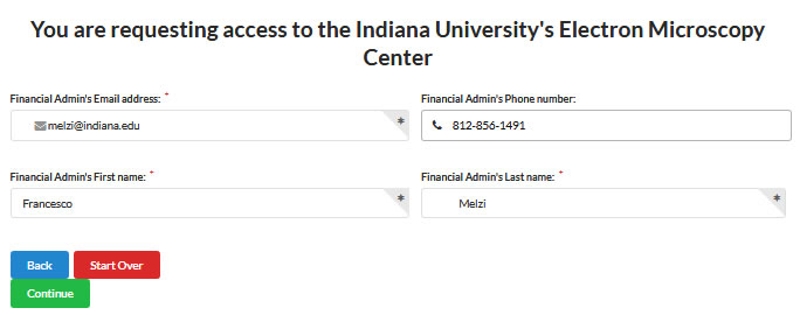 An image of the third form containing information on the person in charge of lab finances, most likely the PI of your lab.