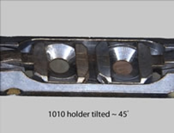 A closeup image of the EM-SQH10 holder tilted about 45 degrees.