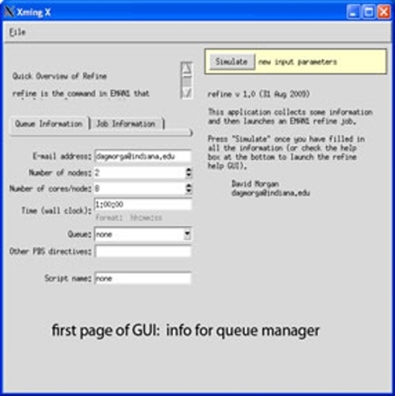 An image of the first page of the Graphical User Interface displaying info for the queue manager.